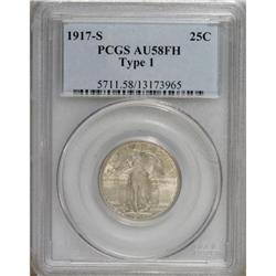 1917-S 25C Type One Full Head AU58 PCGS