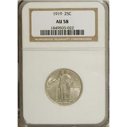 1919 25C AU58 NGC