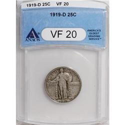 1919-D 25C VF20 ANACS