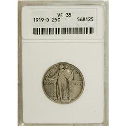 1919-D 25C VF35 ANACS