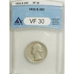 1932-S 25C VF30 ANACS