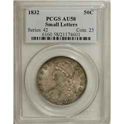 1832 50C Small Letters AU58 PCGS