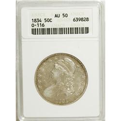 1834 50C Large Date, Large Letters AU50 ANACS