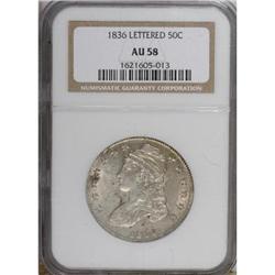 1836 50C Lettered Edge AU58 NGC