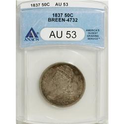 1837 50C AU53 ANACS