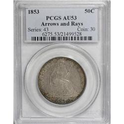 1853 50C Arrows and Rays AU53 PCGS