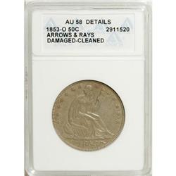 1853-O 50C Arrows and Rays AU58 ANACS