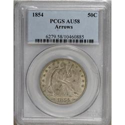 1854 50C Arrows AU58 PCGS