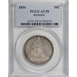 1854 50C Arrows AU58 PCGS