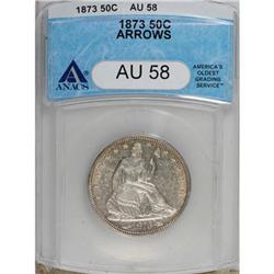 1873 50C Arrows AU58 ANACS