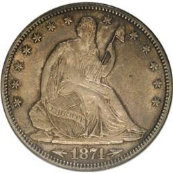 1874 50C Arrows MS61 NGC