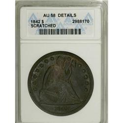 1842 $1 AU58 ANACS