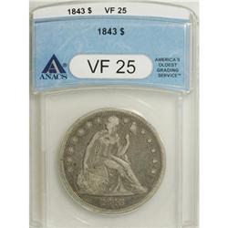 1843 $1 VF25 ANACS