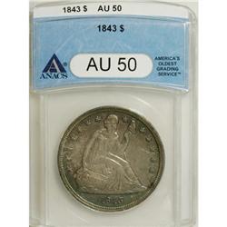 1843 $1 AU50 ANACS