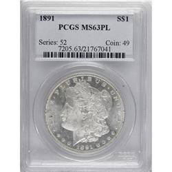 1891 $1 Prooflike MS63 PCGS