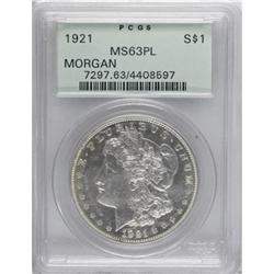 9145: 1921 $1 Prooflike MS63 PCGS