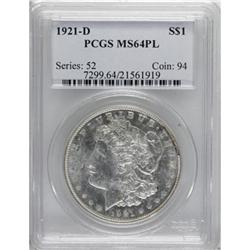 9157: 1921-D $1 Prooflike MS64 PCGS