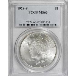 9210: 1928-S $1 MS63 PCGS