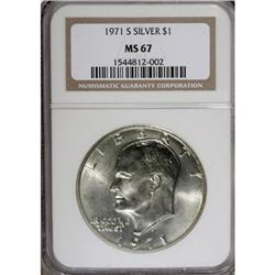 9232: 1971-S $1 Silver MS67 NGC