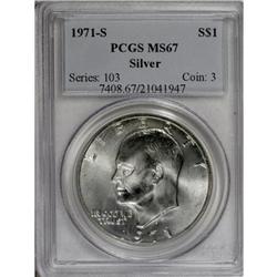 9233: 1971-S $1 Silver MS67 PCGS