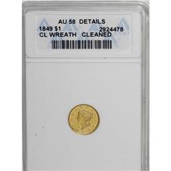1849 G$1 Open Wreath AU58 ANACS