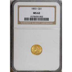 1853 G$1 MS62 NGC