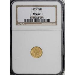 1853 G$1 MS62 NGC