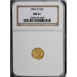 1853-O G$1 MS61 NGC