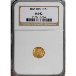 1854 G$1 Type One MS62 NGC