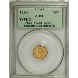 1854 G$1 Type Two AU50 PCGS