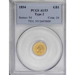 1854 G$1 Type Two AU53 PCGS