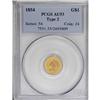 Image 1 : 1854 G$1 Type Two AU53 PCGS