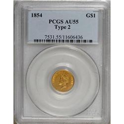 1854 G$1 Type Two AU55 PCGS