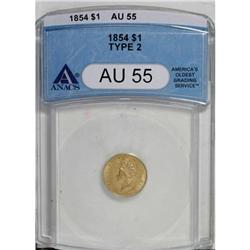 1854 G$1 Type Two AU55 ANACS