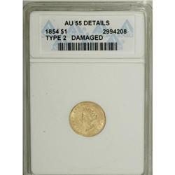 1854 G$1 Type Two AU55 ANACS