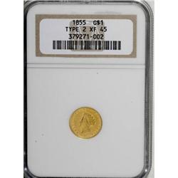 1855 G$1 XF45 NGC