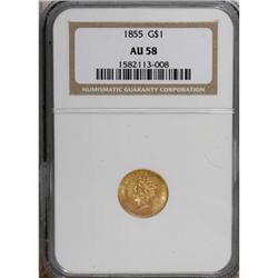 1855 G$1 AU58 NGC
