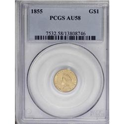 1855 G$1 AU58 PCGS