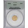 Image 1 : 1856 G$1 Slanted 5 MS61 PCGS