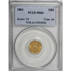 1861 G$1 MS61 PCGS