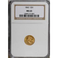 1862 G$1 MS63 NGC