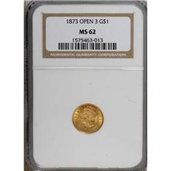 1873 G$1 Open 3 MS62 NGC