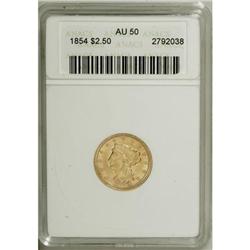1854 $2 1/2 AU50 ANACS