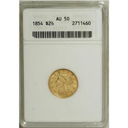 1854 $2 1/2 AU50 ANACS