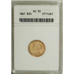 1861 $2 1/2 New Reverse, Type Two AU50 ANACS
