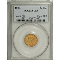 1880 $2 1/2 AU55 PCGS