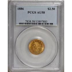 1886 $2 1/2 AU58 PCGS