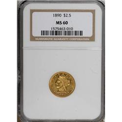 1890 $2 1/2 MS60 NGC