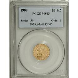 1908 $2 1/2 MS63 PCGS