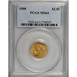 1908 $2 1/2 MS64 PCGS